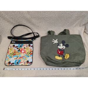 Bundle set TWO Disney bags: Disney Parks Disneyland crossbody bag & green tote